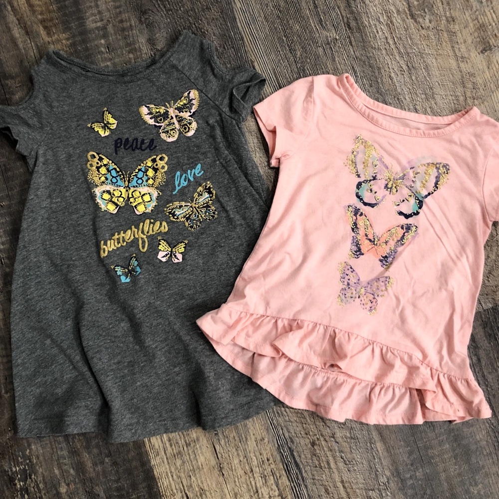 EUC 2T Epic Threads butterfly dress & top lot